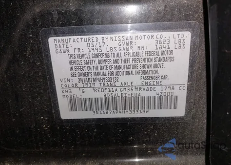 2017 Nissan Sentra Sv from USA, damaged, VIN 3N1AB7AP4HY333132